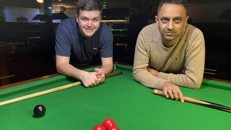 Nav Hussain fires in a 130 break on the way to his 6th Hucknall Open title